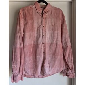 Mavi Men's Long Sleeve Button-Down Shirt M Red Striped Cotton Casual Classic